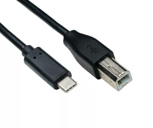 USB-kabel type C naar USB 2.0 B-stekker, zwart, 0,50 m, DINIC-doos (kartonnen doos)